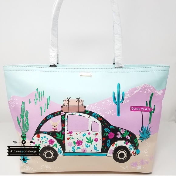 Kate spade car Francis scenic route tote RARE blue - Picture 4 of 8